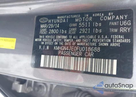 2015 Hyundai Genesis 3.8 z USA, uszkodzony, nr VIN KMHGN4JE0FU018688